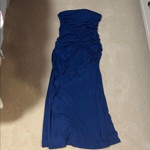 New Anthropologie Elegant Indigo Strapless Sandwashed Gabbie Ruched Dress Size M